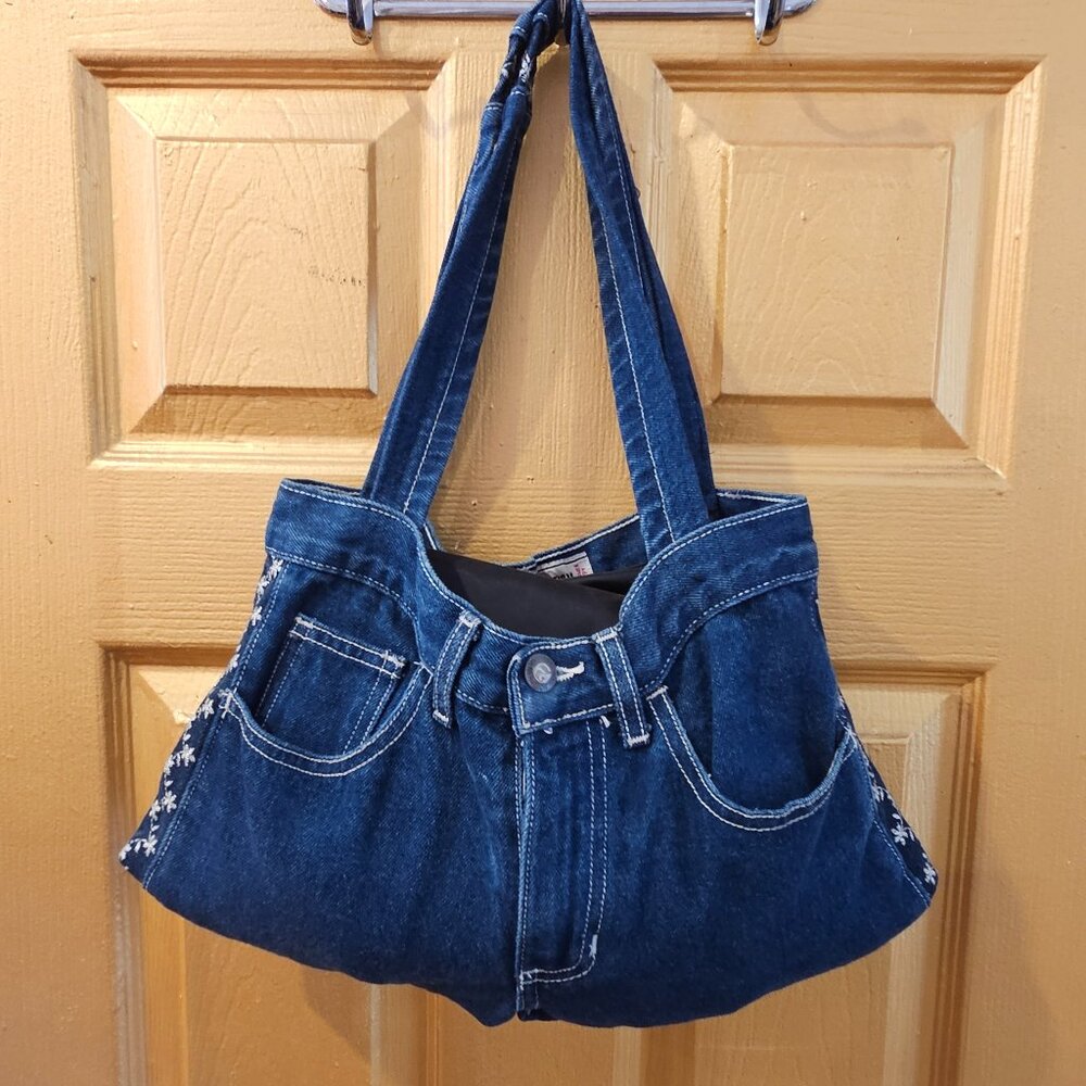 ZOILA Bag - Upcycling Classic Blue Denim Jeans Pants Purse